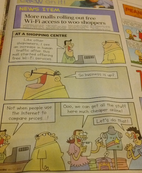 Very Singaporean comic strip in the Sunday paper